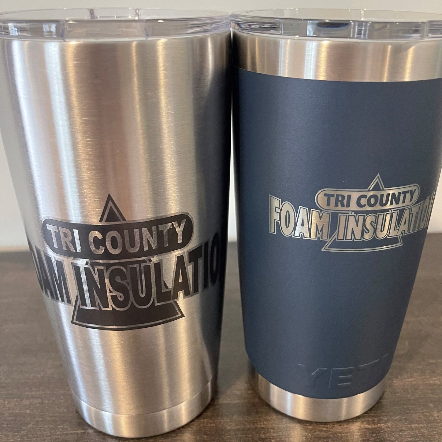 'Tri County Foam Insulation' Logo Etched Yeti Rambler 20 oz