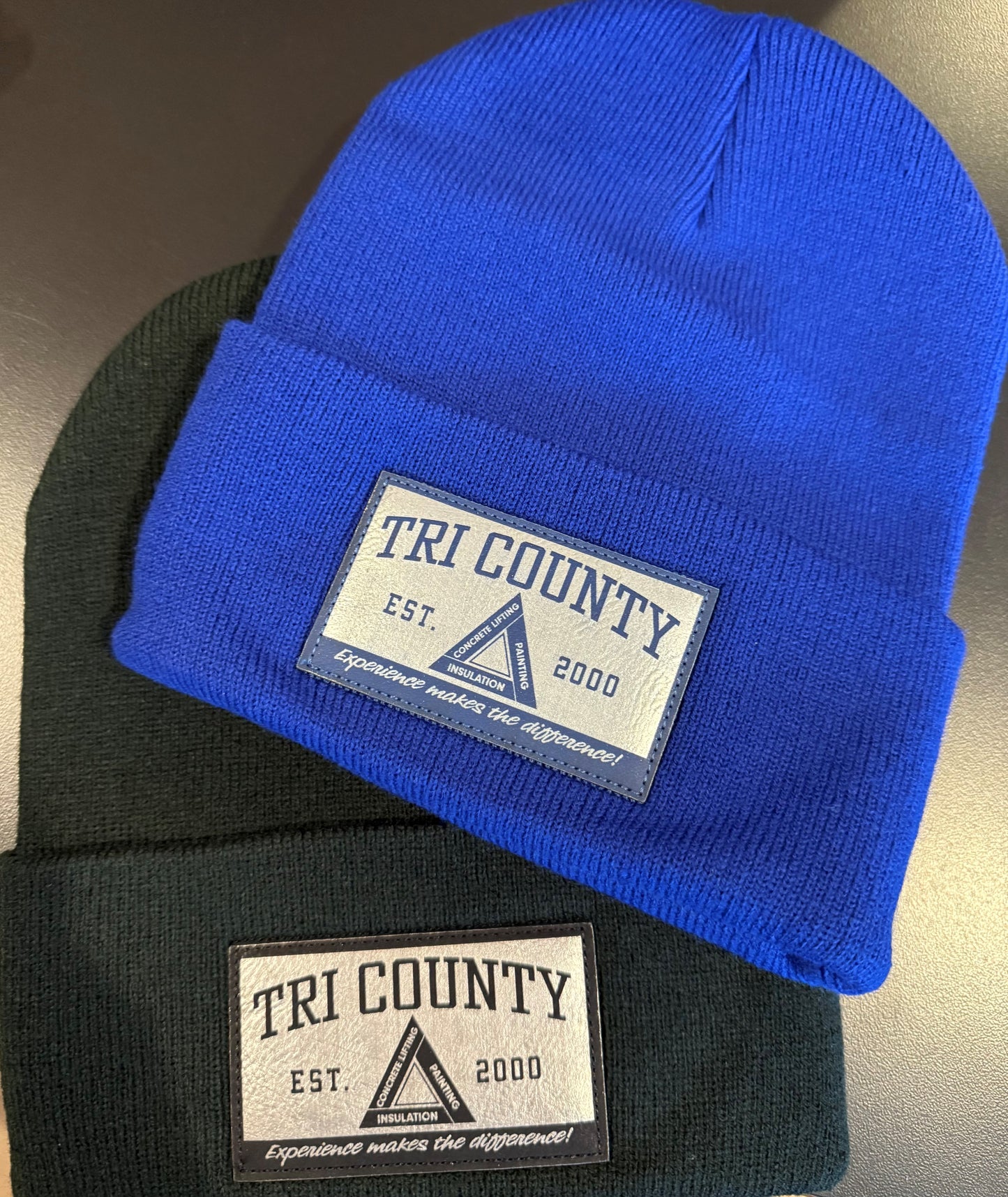 Sherpa lined cuffed beanie with silver patch