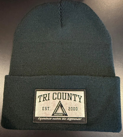 Sherpa lined cuffed beanie with silver patch